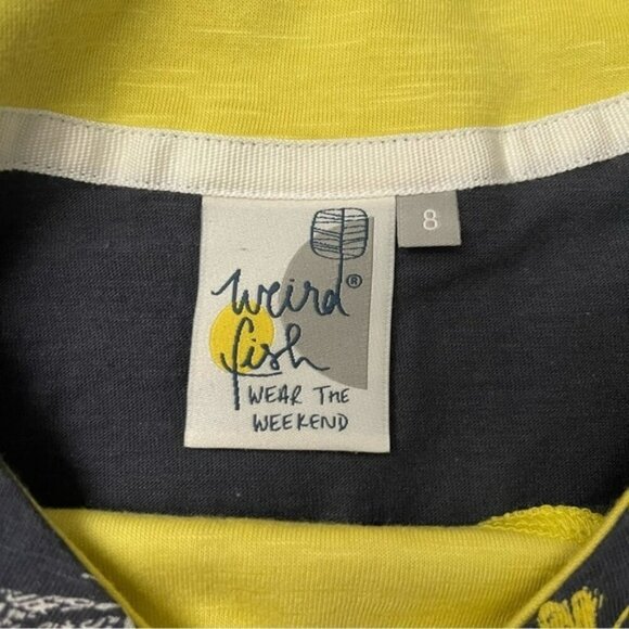 Weird Fish Navy Blue Dragonfly Organic Cotton Jersey Dress US S - Picture 6 of 7